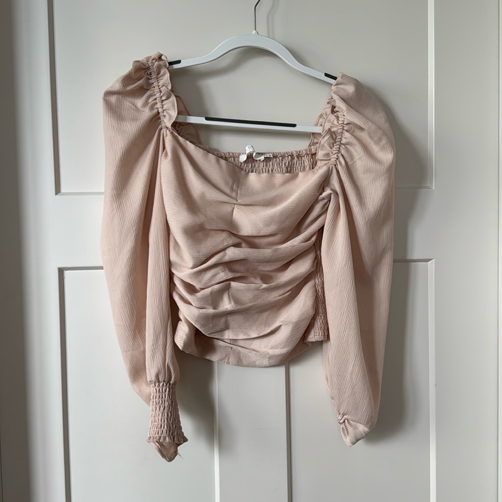 Astr Blush Ruched Blouse - Picture 2 of 3